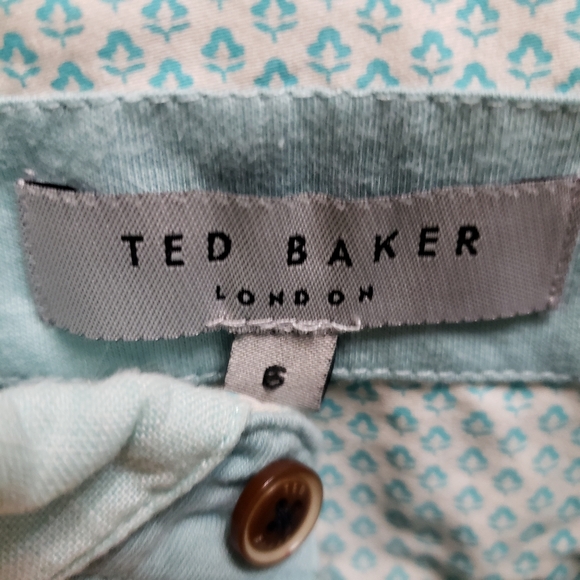 Ted Baker London Polo Mens Size 6 Delrey Lt Bluish Green Short Sleeve Preppy - Picture 6 of 8